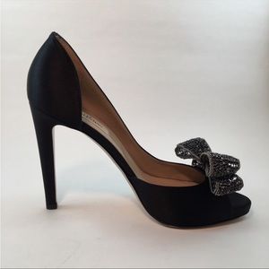 Valentino satin heels with crystal bow, size 6